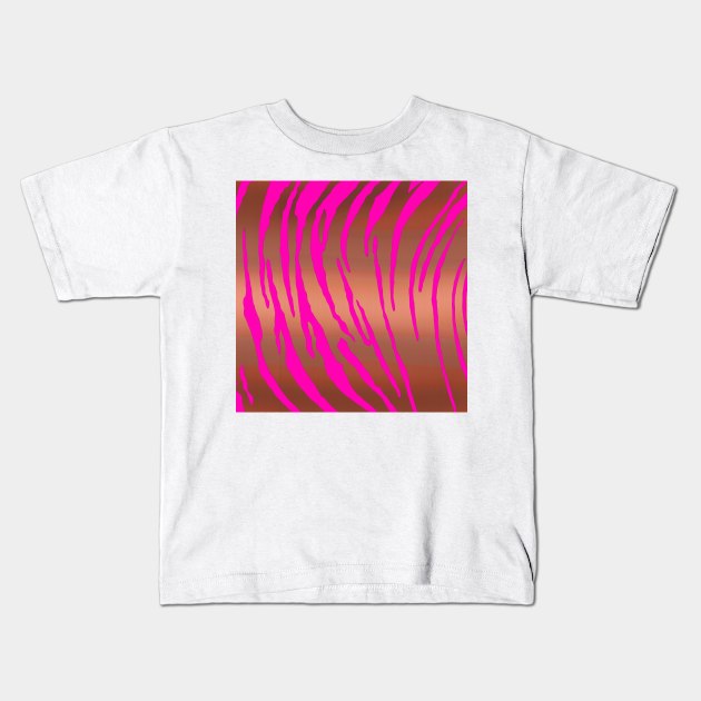 Metallic Tiger Stripes Pinks Kids T-Shirt by BlakCircleGirl